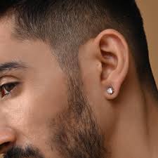 Men Ear Stud Design Buy Round Crown Silver Stud For Men Online Zevar Amaze