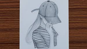 How To Draw A Girl With Cap Step By Step Art Drawings Sketches Simple Girly Drawings Easy Drawings Sketches