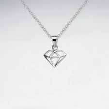 Silver on the rocks pendant details: Openwork Diamond Shape Silver Pendant Wholesale Silver Jewelry