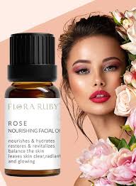 FLORA RUBY Rose Nourishing Facial Oil Organic Rose Essential Oil for Face  and Skin Moisturizing Nourishing Hydrating Nourishes and Hydrates Leaves  Skin Clear Radiant and Glowing Natural Rose Oil 15ml