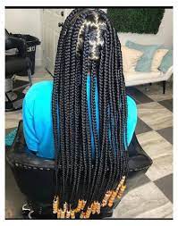 African Braids Big Box Braids Jumbo With Beads Bigboxbraidsjumbowithbeads Box Braids Hairstyles Braids With Shaved Sides Large Box Braids