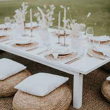 Marrakech Low Feasting Table White Bali Event Hire Feasting Table Picnic Decorations Picnic Party