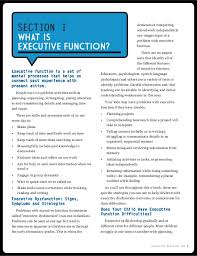 Learn about different executive skills, and the three the three areas of executive function are working memory, flexible thinking, and inhibitory control. Executive Function 101 Ebook