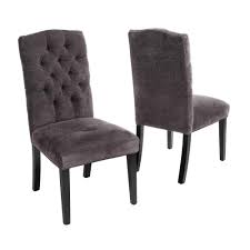 Noble House Crown Dark Grey Linen Dining Chair Set Of 2 517 The Home Depot Tufted Dining Chairs Linen Dining Chairs Fabric Dining Chairs