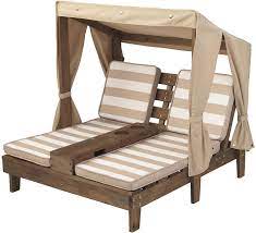Check spelling or type a new query. Amazon Com Kidkraft Double Chaise Lounge With Cup Holders Kids Outdoor Furniture Espresso With Oatmeal And White Striped Fabric Gift For Ages 3 8 Patio Lawn Garden