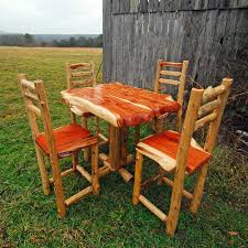 Rustic Cedar Bistro Table And Chairs Rustic Dining Table Set Cedar Furniture Log Furniture
