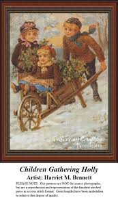 Counted cross stitch stamped cross stitch. Vintage Cross Stitch Patterns Children Gathering Holly Nostalgic Counted Cross St Vintage Cross Stitches Vintage Cross Stitch Pattern Cross Stitch Patterns