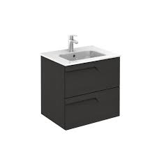 Combination vanity units combination furniture is the term used to describe the bathroom essentials, basin and toilet, that have been combined into one unit. Vitale 600mm Slimline 2 Drawer Wall Hung Vanity Unit Urban Grey Frontlinebathrooms Com