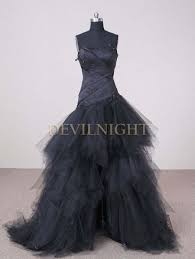 Black Strapless High Low Gothic Wedding Dress Gothic Wedding Dress Black Wedding Dresses Wedding Dresses