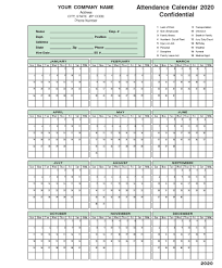 2020 Attendance Calendar In 2020 Calendar 2020 Calendar Template Printable Calendar Template