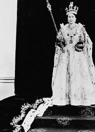 The crowning.the queen sitting in king edward's chair, the archbishop, assisted with other bishops, come from the altar: Coronation Gown Of Elizabeth Ii Wikipedia