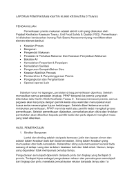 Safety and health of wor*ers and consumers. Laporan Pemeriksaan Kantin