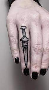 Roman Sword Tattoo By Sarah Herzdame Finger Tattoos Tiny Tattoos Tattoos
