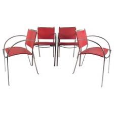 The seat and back are stitched together and riveted to the chrome frame. Red Leather Chairs 69 For Sale On 1stdibs
