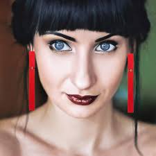 Hand Painted Red Bar Earrings, Long Bar Earrings, Minimalist Red Earrings,  Pop Art Earrings, Red Post Earrings, Red Long Earrings