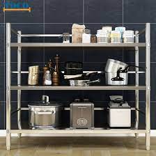 This rack could be either hanged or placed on floor for organizing kitchenware. China Adjustable 5 Tiers Rolling Stainless Steel Kitchen Rack Shelf China Stainless Steel Shelf Food Shelf