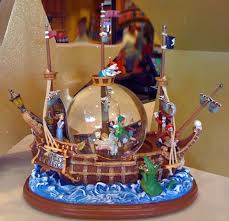 Disney Parks Large Peter Pan Pirate Ship Musical Snowglobe New Disney Snowglobes Disney Musical Peter Pan Nursery