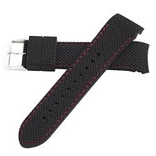 Black And Red Watch Straps 24mm Black W Red Silicone Rubber Curved End Dive Watch Band Strap Hadley Roma Ms3375 See This Great Produc Watch Bands Watch Bands Men Silicone Watch Band
