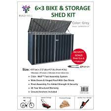 Build Well 4 25 Ft H X 6 41 Ft W X 3 2 Ft D Gray Steel Outdoor Storage Shed Ace Hardware Outdoor Storage Sheds Metal Storage Sheds Shed