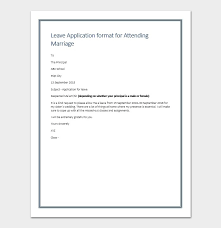 How to write a leave letter for sister marriage addressing a letter for leave is the right way to apply for a few days' leave from school, college or office. Leave Request Letter Application For Marriage Format Samples
