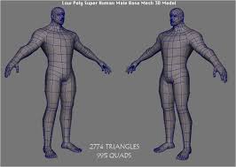 Low Poly Super Human Male Base Mesh 3d Model Human Male Super Human Low Poly