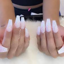 More natural shade of pink with formal white flowers. 50 Fabulous Ways To Wear Glitter Nails Like A Boss
