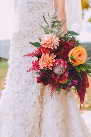 Seasonal Autumn Wedding In New England Ruffled Red Bouquet Wedding Dahlias Wedding Dahlia Wedding Bouquets