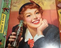 Vintage 1953 Cocoa Cola Menu Girl Thirst Knows No Seasons Metal Advertising  Tray