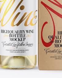 Download Clear Glass White Wine Bottle With Box Mockup In Bottle Mockups On Yellow Images Object Mockups PSD Mockup Templates