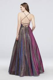 Iridescent Ball Gown With Lace Up Back David S Bridal Ball Gowns Prom Girl Dresses Ball Dresses
