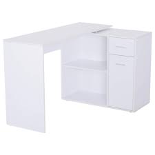 The desktop surface is made. Homcom L Shaped Corner Computer Desk Table Study Table Pc Workstation With Storage Shelf Drawer Home Office White Buy Online In Dominica At Dominica Desertcart Com Productid 104986119