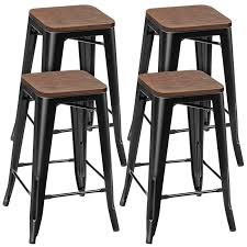 See more ideas about counter stools, bar stools, counter stools backless. Set Of 4 Counter Height Backless Barstool 26 Metal Stackable Stool W Wood Seat Hw66692bk 4 Bar Stools Aliexpress