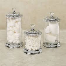 Shop wayfair for the best decorative lidded jars. Desirie Jeweled Apothecary Style Clear Glass Display Jar Set Restroom Decor Bathroom Jars Bathroom Decor