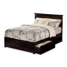 Atlantic Furniture Nantucket Queen Platform Bed With Flat Panel Foot Board And 2 Urban Bed Drawers In Espresso Brown Atlantic Furniture Bed With Drawers King Platform Bed