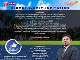 Transcribed image text from this question. Alumni Survey Department Of Civil Engineering Upm Facebook