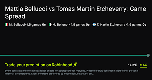 October 19, 2026: Mattia Bellucci vs Tomas Martin Etcheverry: Game Spread Tennis Prediction Market