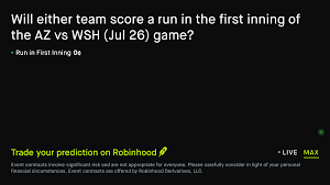 July 26, 2026: Arizona vs Washington: First Inning Run Baseball Prediction Market