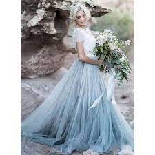 Plus Size Beach Boho Lace Wedding Dress With A Line Soft Powder Blue Tulle Skirting Light Blue Wedding Dress Blue Wedding Dresses Colored Wedding Dresses