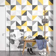 Le papier peint géométrique est exigeant en termes de papier peint à triangles en rouge, bleu et jaune. Papier Peint Triangle Jaune Gris Style Nordique Bloc De Treillis Geometrique Moderne Papier Peint De Fond Pour Salon Chambre A Coucher Coreenne Aliexpress