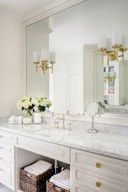 White Bathroom Vanity With Gold Hexagon