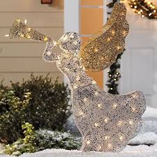Product titlenorthlight 3d lighted glittered angel christmas yard. 48 Lighted Nativity Trumpet Gold Silver Sequin Angel Yard Decor Christmas Holiday Stake Outdoor Decoration Buy Online In Bahamas At Desertcart