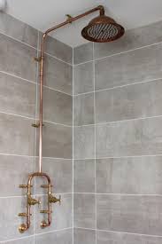 Copper Shower With Fixed Head Etsy In 2020 Shower Plumbing Bathroom Shower Design Shower Fixtures