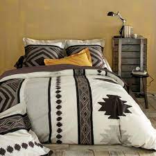 Géométrique housse de couette double taies formes rectangle marron gris beige turquoise. Housse De Couette Coton Wyoming Marron 3 Suisses