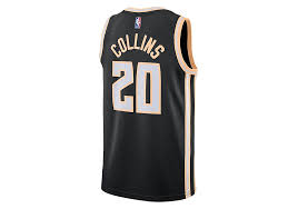 The uniforms comes in a black color way with peach and white colored letter, numbers, and piping. Nike Nba Atlanta Hawks John Collins City Edition Swingman Jersey Black Price 89 00 Basketzone Net