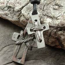 Mens Brown Leather Cord Surfer Necklace W Cross Pendant Pewter Eco Surf Sol Ebay Mens Leather Necklace Leather Necklace Surfer Necklace