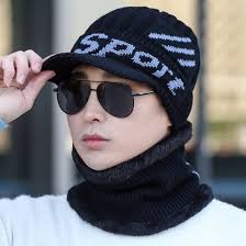 Mũ len kèm khăn quàng cổ nam nữ YONA nón len lưỡi trai nam nữ trùm đầu mùa  đông chất liệu len cao cấp