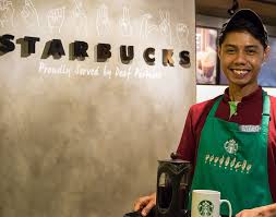Once you enter from outside, look on. Deaf Partners Build Careers At Starbucks Store In Malaysia