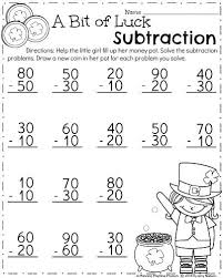 Addition can take place in so many ways, and the key to getting children to grasp it is to begin with simple activities of putting together identical items. March Math Worksheet For First Grade Multiples Of 10 Subtraction Math Addition Worksheets First Grade Worksheets First Grade Math Worksheets