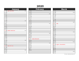 Free printable 2020 quarterly calendars with holidays: 2020 Quarterly Template Calendarholidays In
