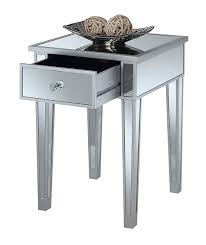 Mirrored End Table With Drawer Silver Mirror Mirrored End Table End Tables With Drawers End Tables